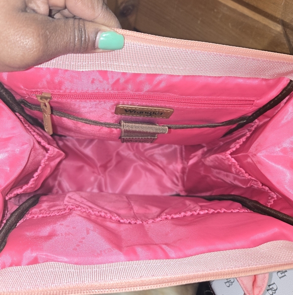 Wrangler Pink and Brown Geometric Women's Baby Bag Backpack - Picture 4 of 6